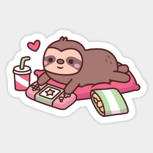 Cute Sloth Playing Video Games Sticker